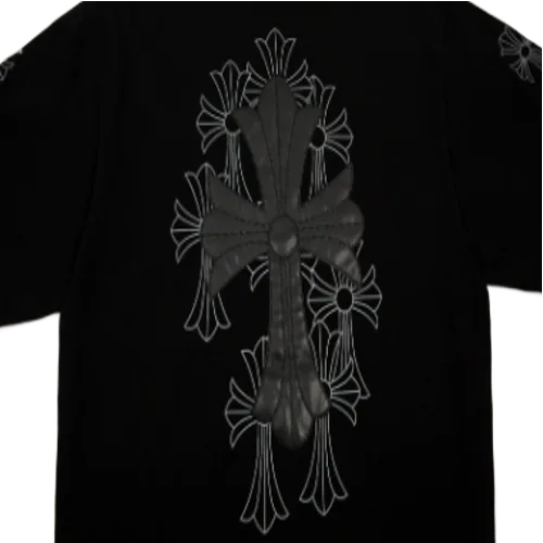 Chrome Heart Black Leather Cross Patch T-Shirt view 2