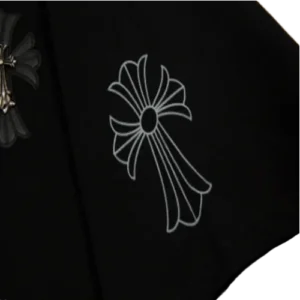 Chrome Heart Black Leather Cross Patch T-Shirt view 3