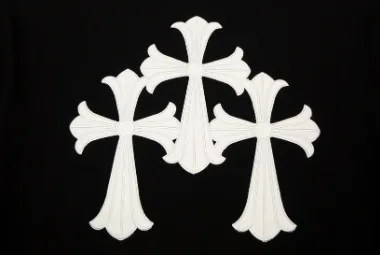 Chrome Hearts White Leather Cross Black T-Shirt view 3