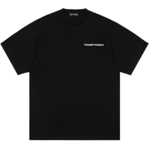 Chrome Hearts White Leather Cross Black T-Shirt view 2