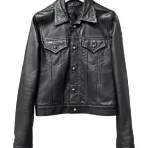 Chrome Hearts Leather Jacket Black Shirt Collar
