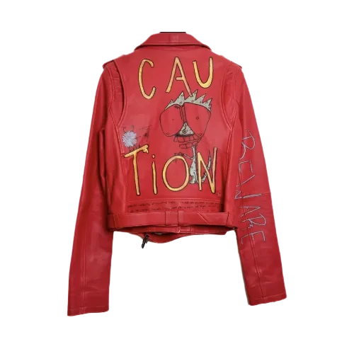 Matty Boy Chrome Hearts Leather Jacket​ Red view 2