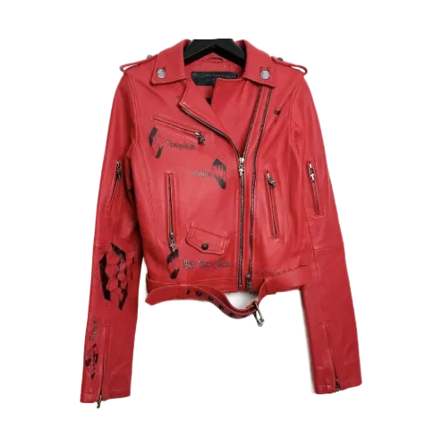 Matty Boy Chrome Hearts Leather Jacket​ Red