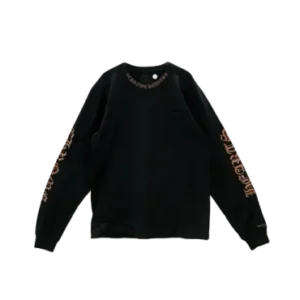 Collar Script Logo In Brown Long Sleeve T-Shirt
