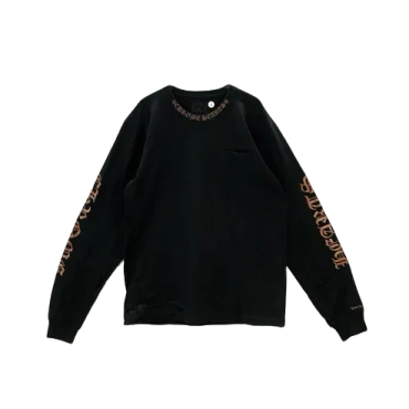 Collar Script Logo In Brown Long Sleeve T-Shirt