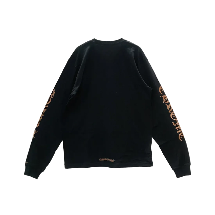 Collar Script Logo In Brown Long Sleeve T-Shirt view 3