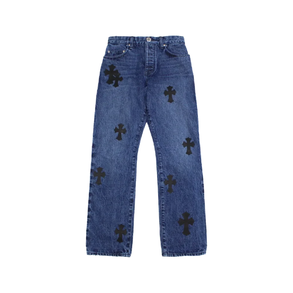Cross Leather Patches Jeans