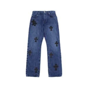 Cross Leather Patches Jeans
