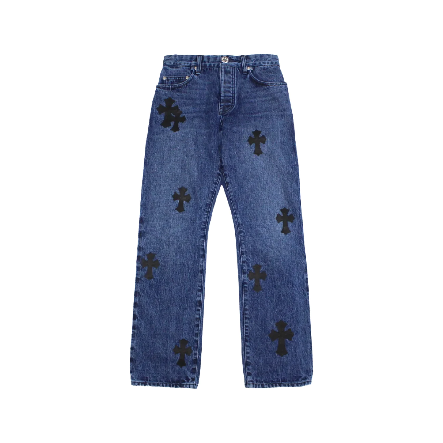 Cross Leather Patches Jeans