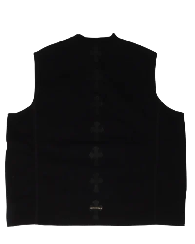 Black 7 Cross Patch Leather Vest | Chrome Hearts view 2