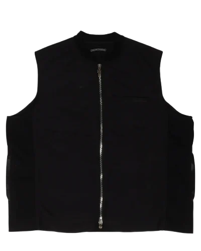 Black 7 Cross Patch Leather Vest | Chrome Hearts