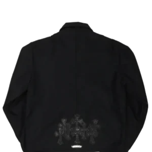 Leather Cross Patch Zip Up Nylon Jacket | Chrome Hearts