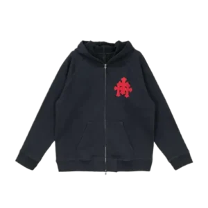 Navy Chrome Hearts Zip Up Hoodie