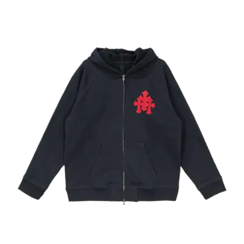 Navy Chrome Hearts Zip Up Hoodie