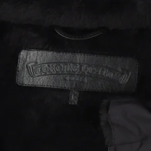 Faux Fur Lined Cemetery Cross Patch Racing Jacket | Chrome Hearts view 3