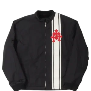 Faux Fur Lined Cemetery Cross Patch Racing Jacket | Chrome Hearts