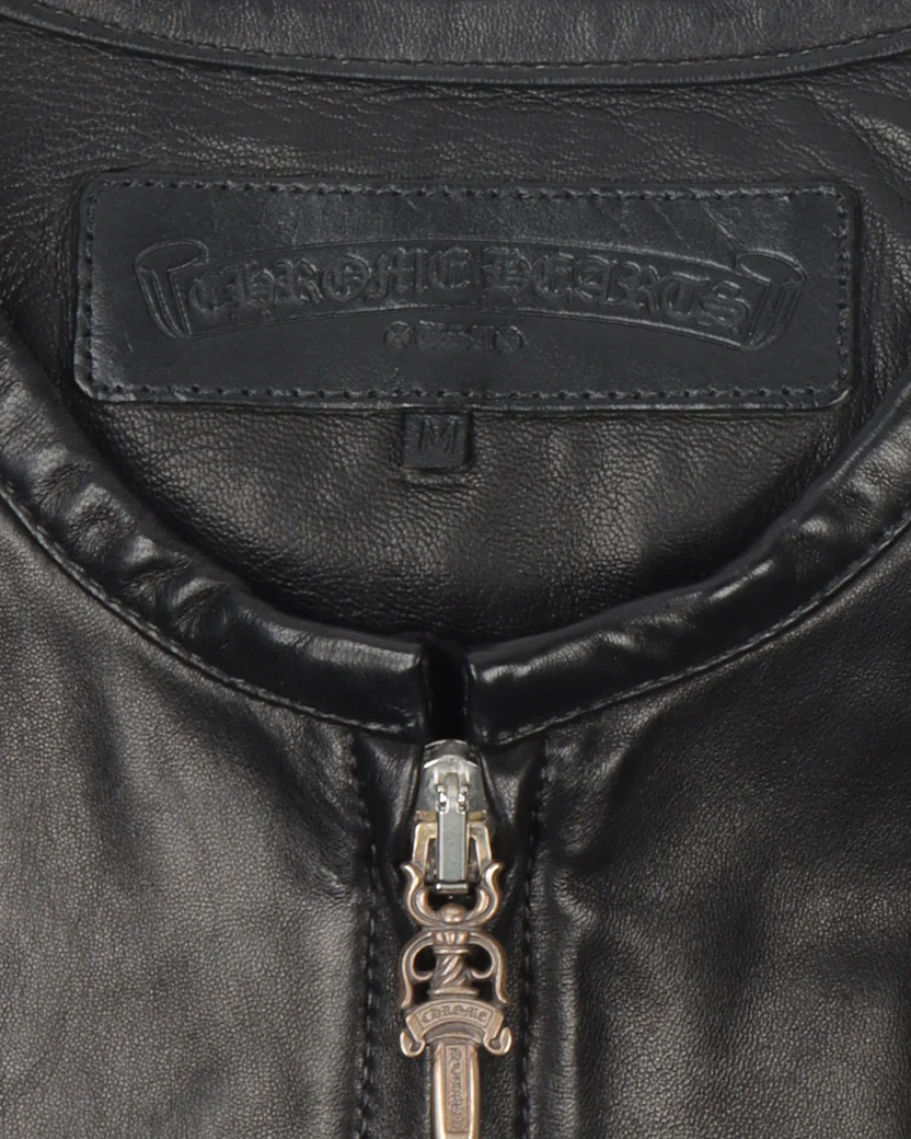 Jet Black Gun Slinger Leather Jacket | Chrome Hearts view 3