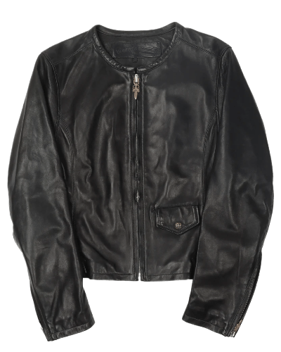Jet Black Gun Slinger Leather Jacket | Chrome Hearts