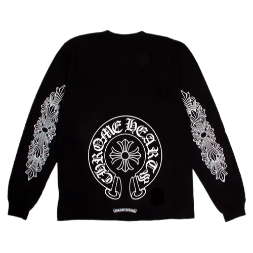 Stylish Chrome Hearts Horseshoe Black Long Sleeve Tee