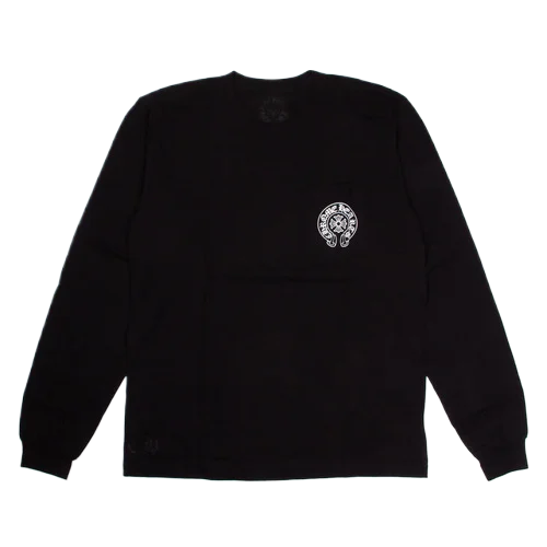 Stylish Chrome Hearts Horseshoe Black Long Sleeve Tee view 2