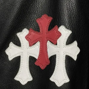 Leather Rider Matty Boy Cemetery Cross Patch Jacket | Chrome Hearts view 3