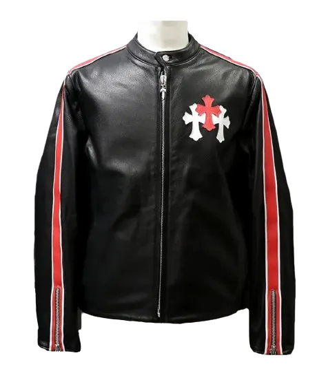 Leather Rider Matty Boy Cemetery Cross Patch Jacket | Chrome Hearts