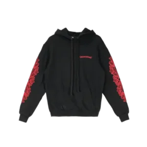 Red Chrome Heart Hoodie with Horseshoe Logo