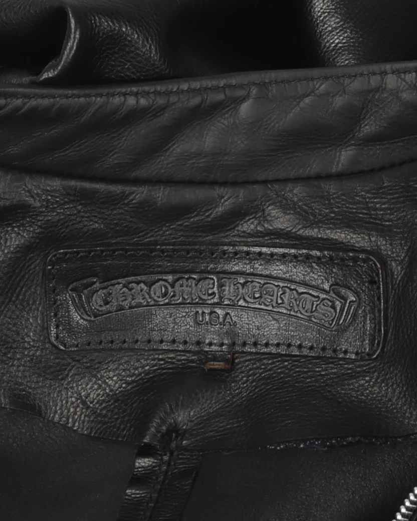 Black Lamb Leather Cafe Racer Jacket | Chrome Hearts view 3