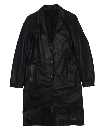 Stylish Chrome Hearts Leather Coat Black