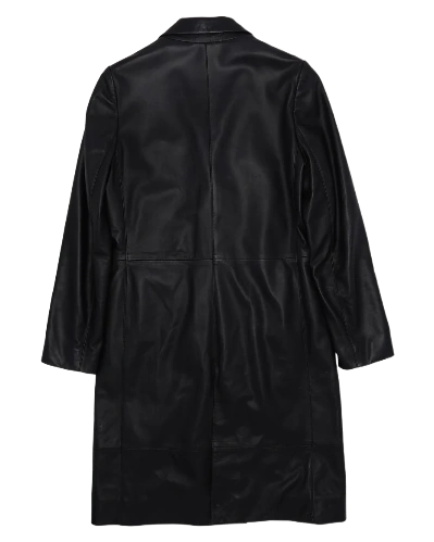 Stylish Chrome Hearts Leather Coat Black view 2