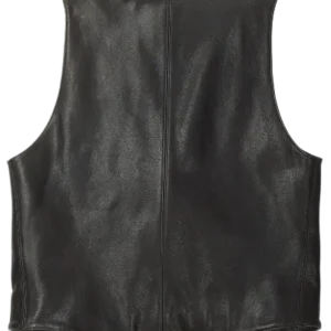 Men's Classic Black Leather Lapel Vest | Chrome Hearts view 2