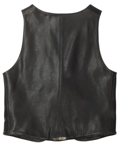 Men's Classic Black Leather Lapel Vest | Chrome Hearts view 2