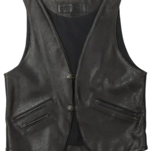 Men's Classic Black Leather Lapel Vest | Chrome Hearts