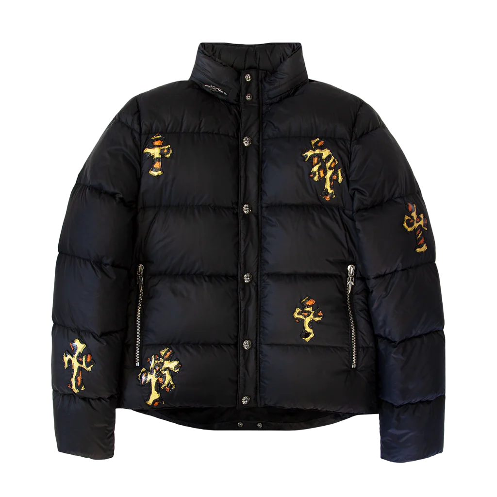 Leopard Cross Patch Puffer Jacket | Chrome Hearts