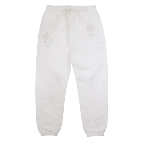 White Leather Cross Patch Chrome Hearts Sweatpant view 2