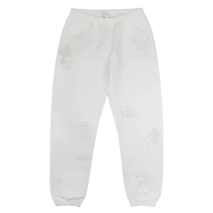 White Leather Cross Patch Chrome Hearts Sweatpant
