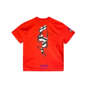 Chrome Hearts Red Flame Short Sleeve T Shirt