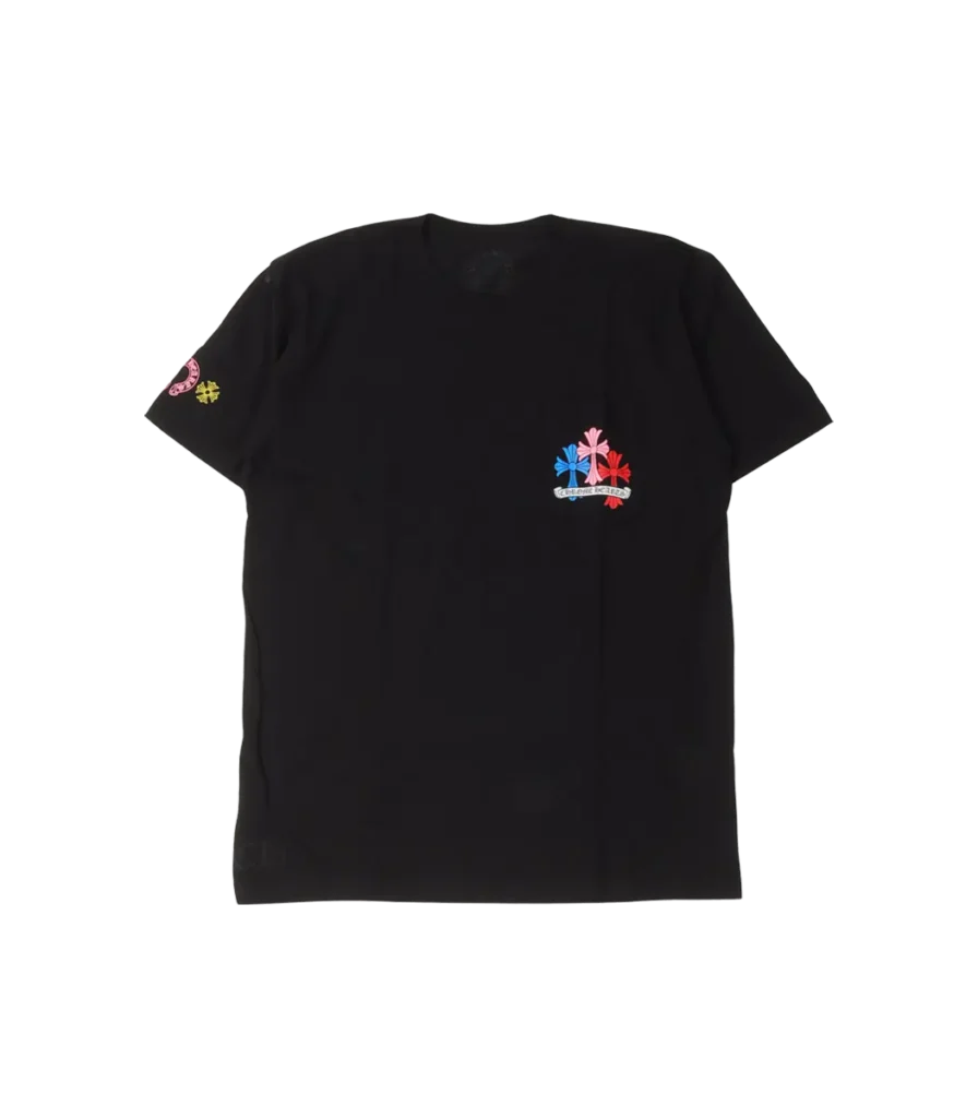 Stylish Multicolor Cross T-Shirt Black