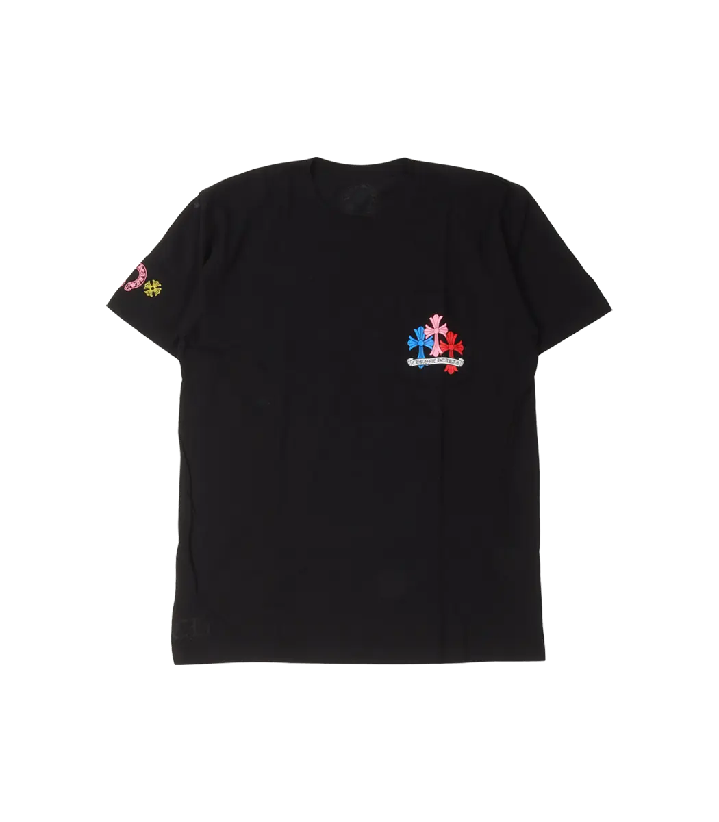 Stylish Multicolor Cross T-Shirt Black