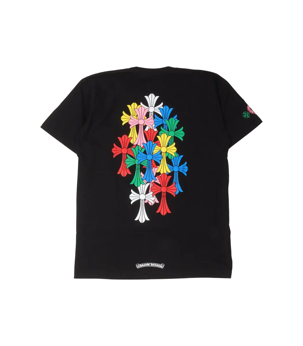 Stylish Multicolor Cross T-Shirt Black view 2