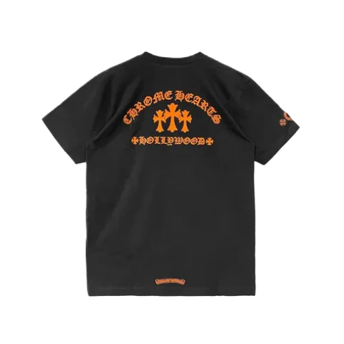 Chrome Hearts Orange Cross Slogan Short Sleeve T Shirt