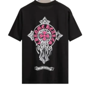 Modern 3D Chrome Hearts Logo Black T-Shirt