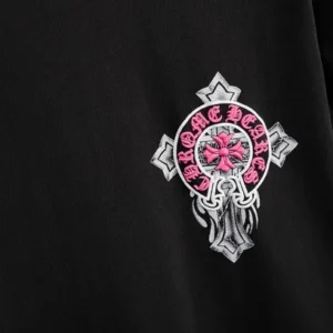 Modern 3D Chrome Hearts Logo Black T-Shirt view 4
