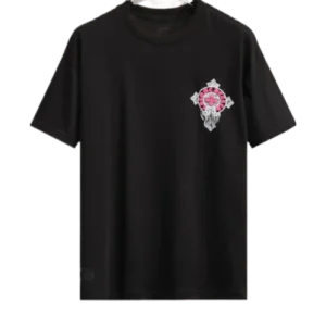 Modern 3D Chrome Hearts Logo Black T-Shirt view 2
