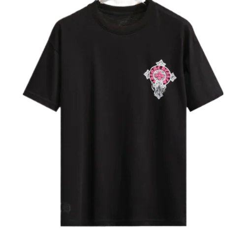 Modern 3D Chrome Hearts Logo Black T-Shirt view 2