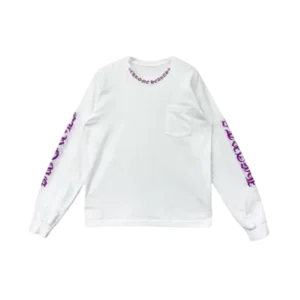 Purple Neck Script Logo Long Sleeve Tee view 2