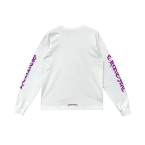 Purple Neck Script Logo Long Sleeve Tee
