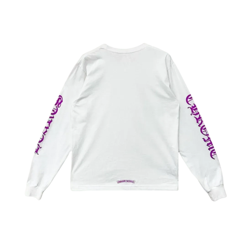 Purple Neck Script Logo Long Sleeve Tee