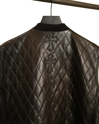 Quilted Leather Cross Patch Vest | Chrome Hearts view 3