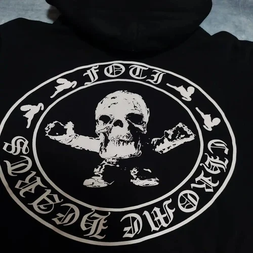 Chrome Hearts Foti Skeleton Circle Logo Zip Up Hoodie view 3
